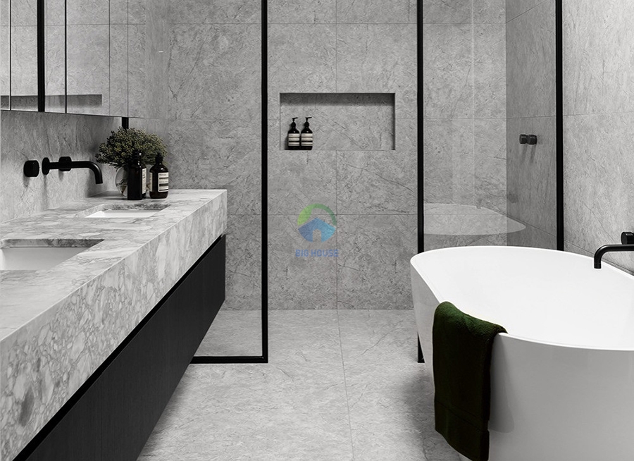 Gạch ốp nhà vệ sinh màu ghi sáng tạo không gian rộng rãi Gạch ốp nhà vệ sinh màu ghi sáng tạo không gian rộng rãi