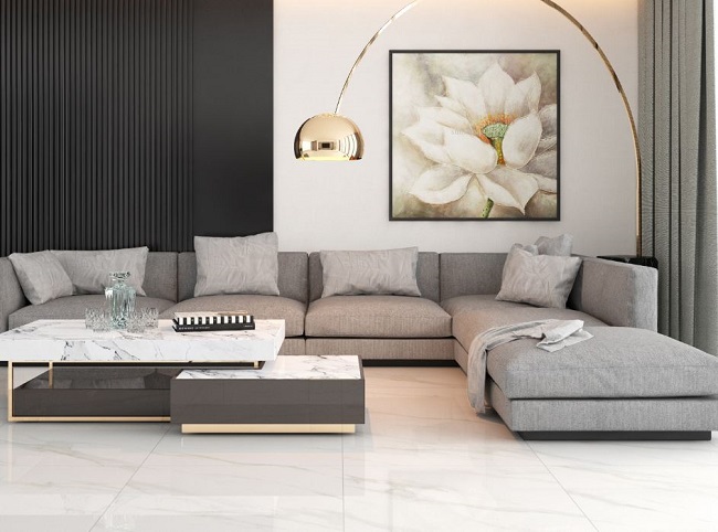 Gạch vân mây marble lát nền phòng khách làm nổi bật sự sang trọng và đẳng cấp của không gian. Gạch vân mây marble lát nền phòng khách làm nổi bật sự sang trọng và đẳng cấp của không gian.