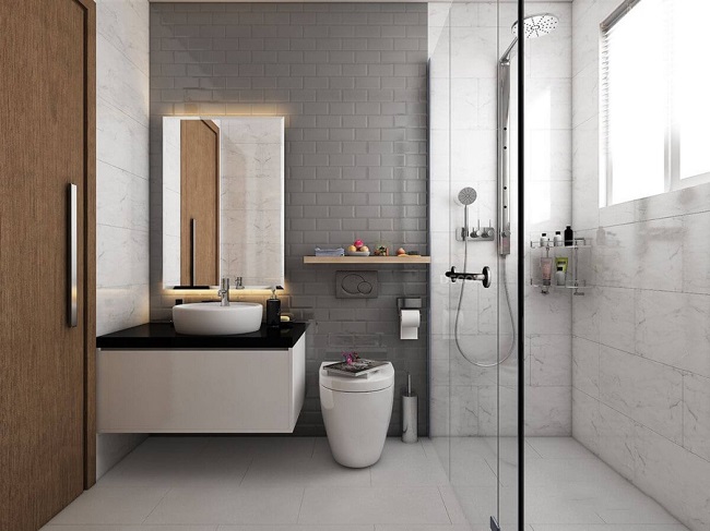 Sử dụng gạch vân đá sáng màu với đường vân nhẹ, tạo cảm giác không gian rộng rãi hơn hẳn. Sử dụng gạch vân đá sáng màu với đường vân nhẹ, tạo cảm giác không gian rộng rãi hơn hẳn.